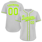 Custom Grey Stripe Fashion Green Authentic Baseball Jersey