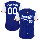Custom Blue White Raglan Sleeves White Authentic Baseball Jersey