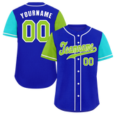 Custom Blue Two Tone Green Authentic Baseball Jersey