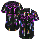 Custom Colorful Graffiti Pattern Black Authentic Baseball Jersey