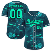 Custom Green Graffiti Pattern Green Authentic Baseball Jersey