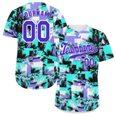 Custom Aqua Graffiti Pattern Blue Authentic Baseball Jersey