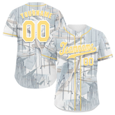 Custom Grey Graffiti Pattern Yellow Authentic Baseball Jersey
