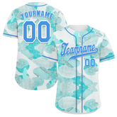 Custom Aqua Graffiti Pattern Aqua Authentic Baseball Jersey