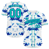 Custom White Blue Tie Dye Aqua Authentic Baseball Jersey BSBJ0a-bc0fbee