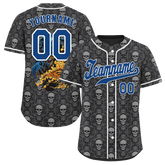Custom Grey Skull Fashion Blue Authentic Baseball Jersey BSBJ0a-bc0fb9f