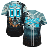 Custom Aqua Black Skull Fashion Aqua Authentic Baseball Jersey BSBJ0a-bc0fb99