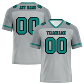 Custom Grey Raglan Sleeves Aqua Personalized Authentic Football Jersey FBJ02-bc0f0bf