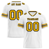 Custom White Sleeve Stripes Yellow Personalized Authentic Football Jersey FBJ02-bc0f0f7