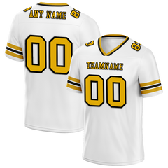 Custom White Sleeve Stripes Yellow Personalized Authentic Football Jersey FBJ02-bc0f0f7