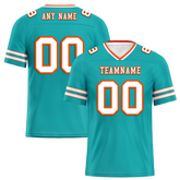 Custom Aqua Sleeve Stripes White Personalized Authentic Football Jersey FBJ02-bc0f07f