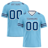 Custom Aqua Sleeve Stripes Blue Personalized Authentic Football Jersey FBJ02-bc0f089
