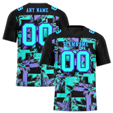 Custom Black Graffiti Pattern Aqua Personalized Authentic Football Jersey FBJ02-bc0fab9