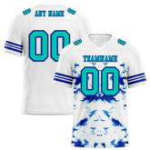 Custom White Tie Dye Aqua Personalized Authentic Football Jersey FBJ02-bc0fa7e