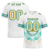 Custom White Aqua Tie Dye Yellow Personalized Authentic Football Jersey FBJ02-bc0fa78