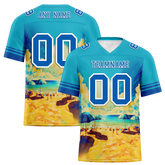 Custom Aqua Hawaii Blue Personalized Authentic Football Jersey FBJ02-bc0fa97
