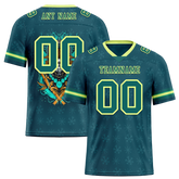 Custom Green Skull Fashion Aqua Personalized Authentic Football Jersey FBJ02-bc0fbb7