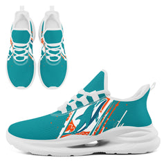 Custom Miami Personalized Team NFL Fan Gear Sneakers – Unisex Gameday Athletic Shoes Custom Team Name Sports Runners FN079-E020219-24