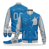 Custom Blue Gray Detroit Jacket and Sports Shoes Combo Offer Personalized Combo ZH-D020294-11