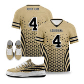 Custom Beige Black Louisiana Football Jersey and Sports Shoes Combo Offer Personalized Combo ZH-D023031-19