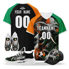 Custom Ivory Coast 2026 World Cup High Quality Soccer Stadium Version Jersey Sneakers Sports Shoes and Hat Combo Offer Personalized Team Name and Logo ZH-F007055-006