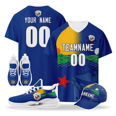 Custom Panama 2026 World Cup High Quality Soccer Stadium Version Jersey Sneakers Sports Shoes and Hat Combo Offer Personalized Team Name and Logo ZH-F007058-007