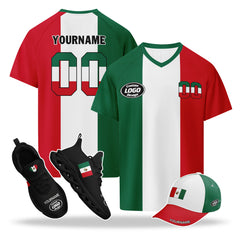 Custom 2026 World Cup Mexico High Quality Soccer Stadium Version Jersey Sneakers Sports Shoes and Hat Combo Offer Personalized Team Name and Logo ZH-F023091-2