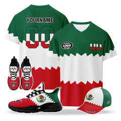 Custom 2026 World Cup Mexico High Quality Soccer Stadium Version Jersey Sneakers Sports Shoes and Hat Combo Offer Personalized Team Name and Logo ZH-F023092-3