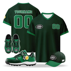 Custom South Africa 2026 World Cup High Quality Soccer Stadium Version Jersey Sneakers Sports Shoes and Hat Combo Offer Personalized Team Name and Logo ZH-F025128-3