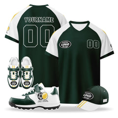 Custom South Africa 2026 World Cup High Quality Soccer Stadium Version Jersey Sneakers Sports Shoes and Hat Combo Offer Personalized Team Name and Logo ZH-F025128-5