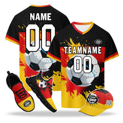 Custom Germany 2026 World Cup High Quality Soccer Stadium Version Jersey Sneakers Sports Shoes and Hat Combo Offer Personalized Team Name and Logo ZH-F028100-4