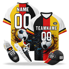 Custom Germany 2026 World Cup High Quality Soccer Stadium Version Jersey Sneakers Sports Shoes and Hat Combo Offer Personalized Team Name and Logo ZH-F028100-8