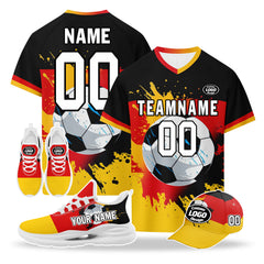 Custom Germany 2026 World Cup High Quality Soccer Stadium Version Jersey Sneakers Sports Shoes and Hat Combo Offer Personalized Team Name and Logo ZH-F028102-4