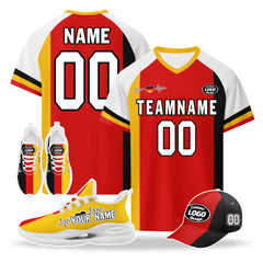 Custom Germany 2026 World Cup High Quality Soccer Stadium Version Jersey Sneakers Sports Shoes and Hat Combo Offer Personalized Team Name and Logo ZH-F028102-5