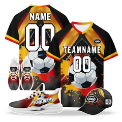 Custom Germany 2026 World Cup High Quality Soccer Stadium Version Jersey Sneakers Sports Shoes and Hat Combo Offer Personalized Team Name and Logo ZH-F028102-7