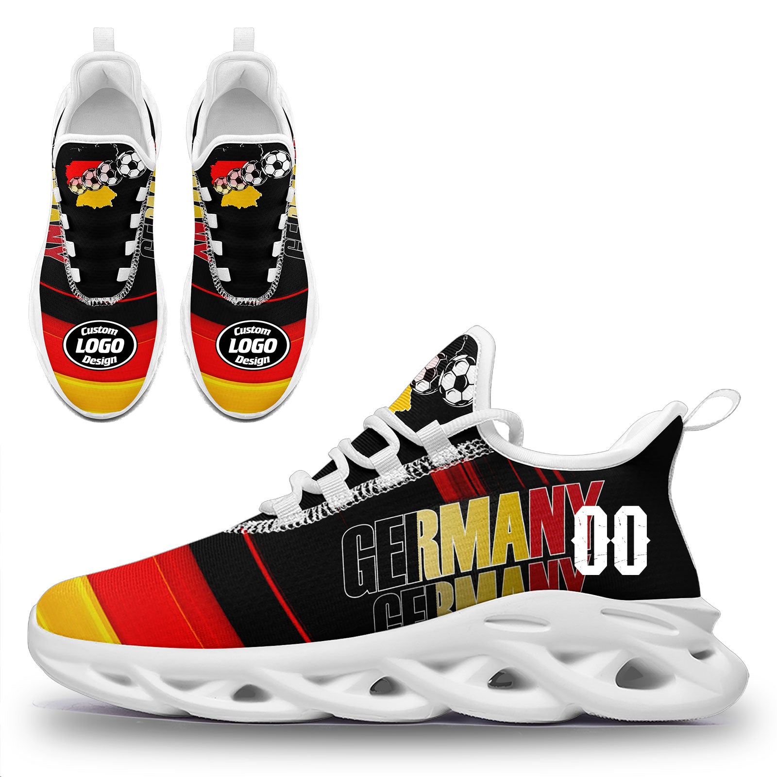Custom Germany 2026 World Cup Sneakers DIY Country Flag Running Shoes Lightweight Sport Shoes Gift for Football Fans Personalized Team Name and Logo FN003-F025035-3