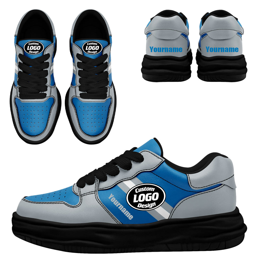 Custom Blue Gray Detroit Shoes Personalized Sneaker FN032-D020389-11