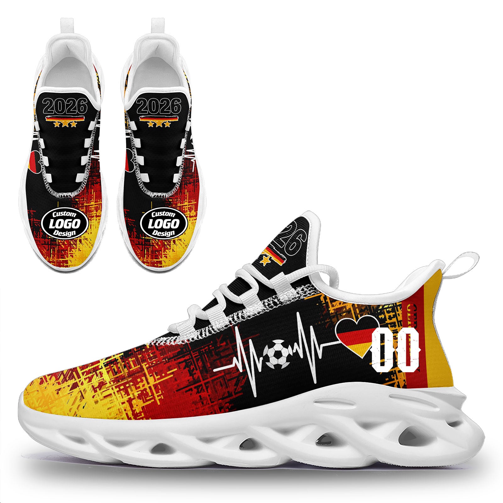 Custom Germany 2026 World Cup Sneakers DIY Country Flag Running Shoes Lightweight Sport Shoes Gift for Football Fans Personalized Team Name and Logo FN003-F025035-4