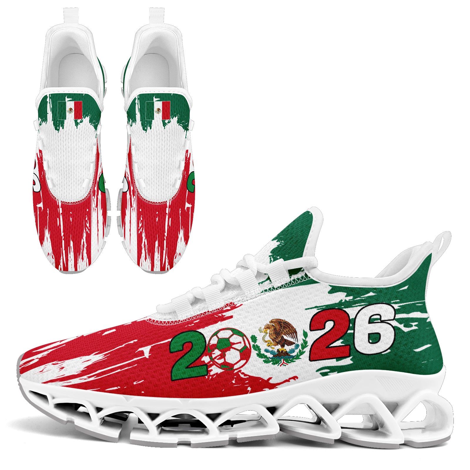 Custom 2026 World Cup Mexico Sneakers DIY Country Flag Running Shoes Lightweight Sport Shoes Gift for Football Fans Personalized Team Name and Logo FN003XD-F023050-1