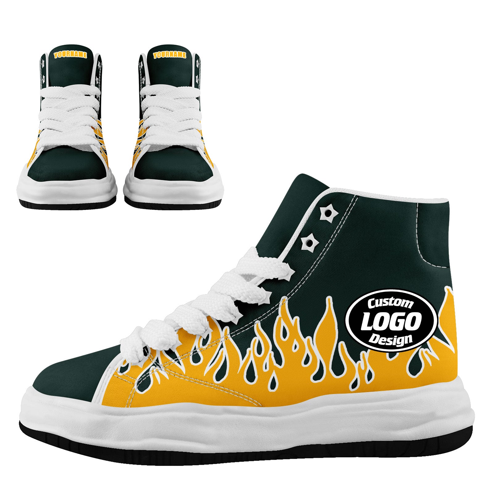 Custom Green Yellow Green Bay Football Jersey and Firesoul Sports Shoes Combo Offer Personalized Combo ZH-D020273-13