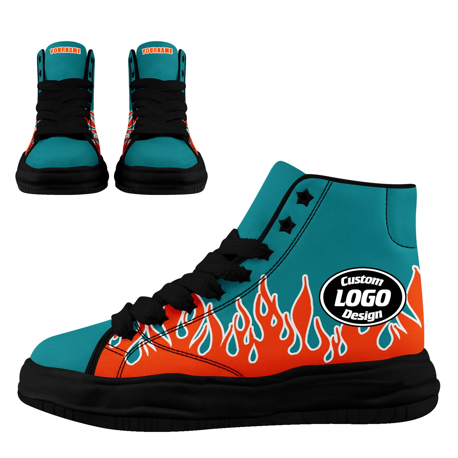 Custom Green Orange Miami Football Jersey and Firesoul Sports Shoes Combo Offer Personalized Combo ZH-D020273-24