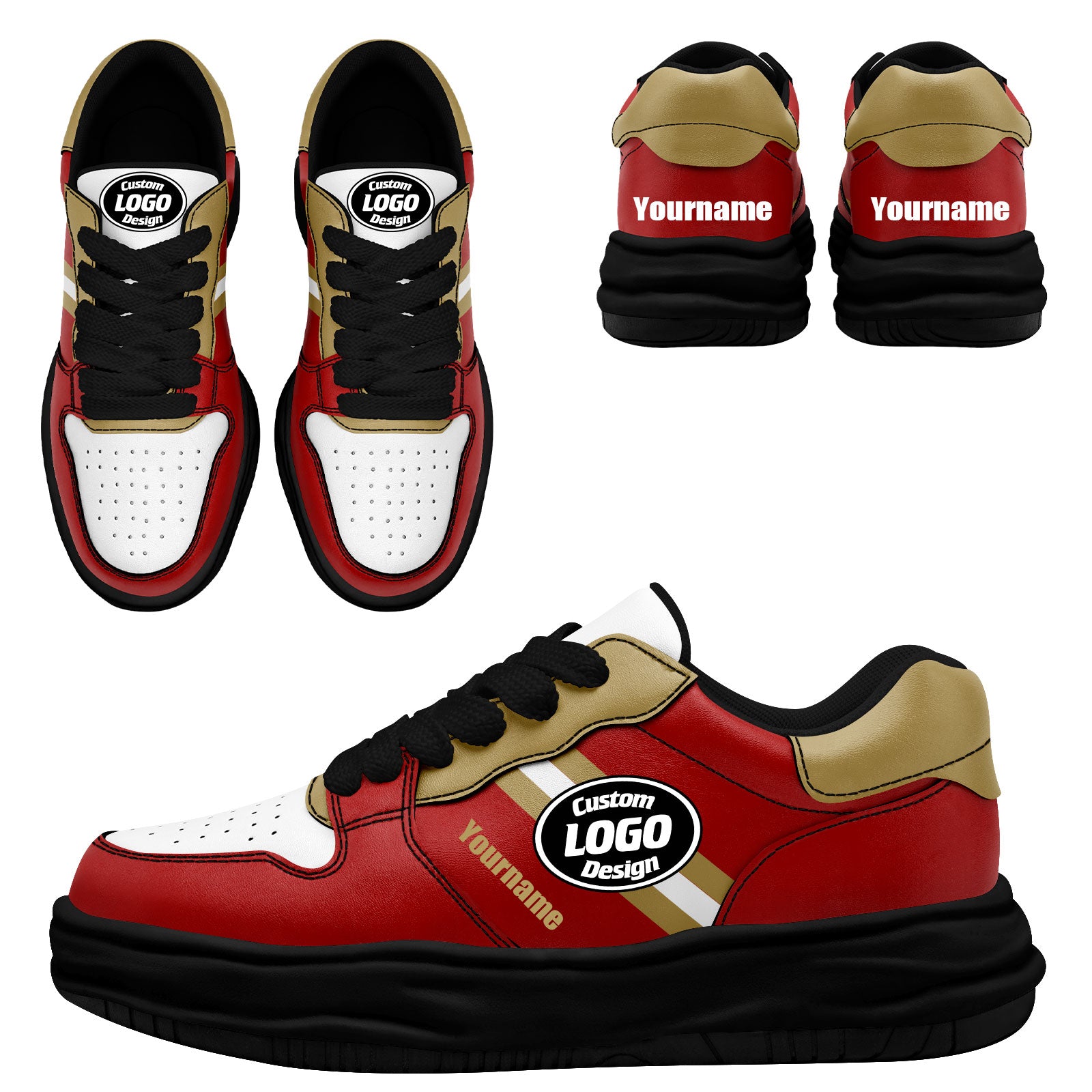 Custom Red Gold San Francisco Shoes Personalized Sneaker FN032-D020389-25