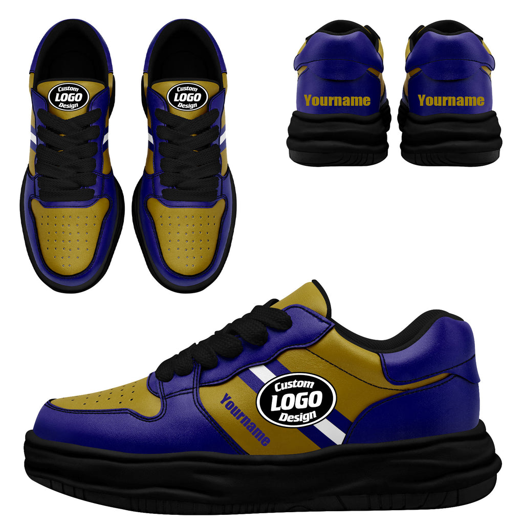 Custom Purple Yellow Baltimore Shoes Personalized Sneaker FN032-D020389-2