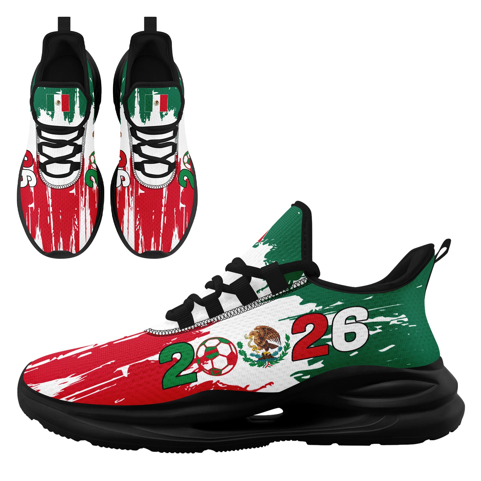 Custom 2026 World Cup Mexico Sneakers DIY Country Flag Running Shoes Lightweight Sport Shoes Gift for Football Fans Personalized Team Name and Logo FN079-F023046-1