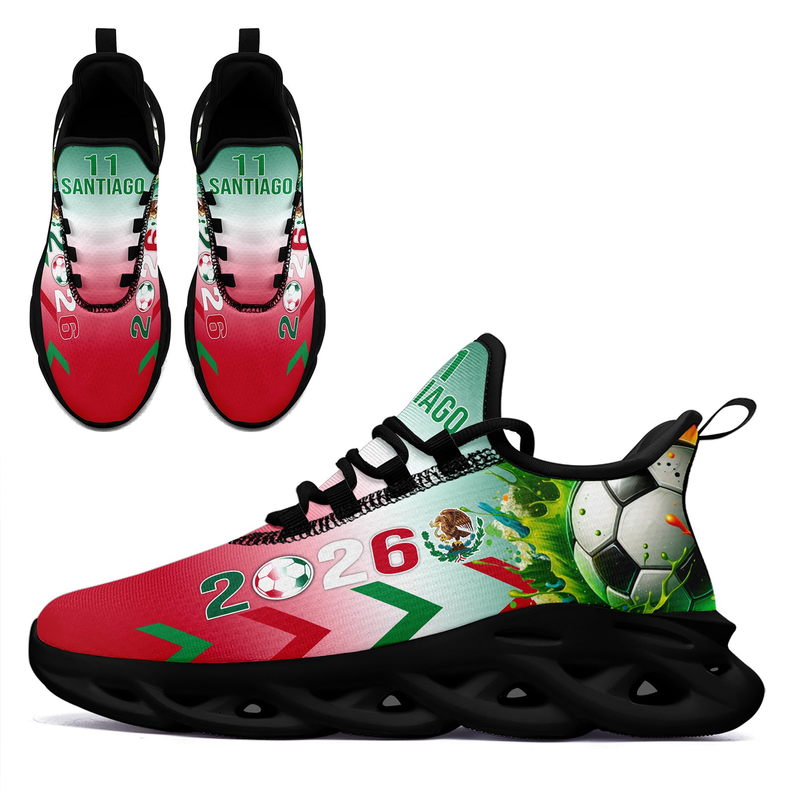 Custom 2026 World Cup Mexico Sneakers DIY Country Flag Running Shoes Lightweight Sport Shoes Gift for Football Fans Personalized Team Name and Logo FN003-F023075-5