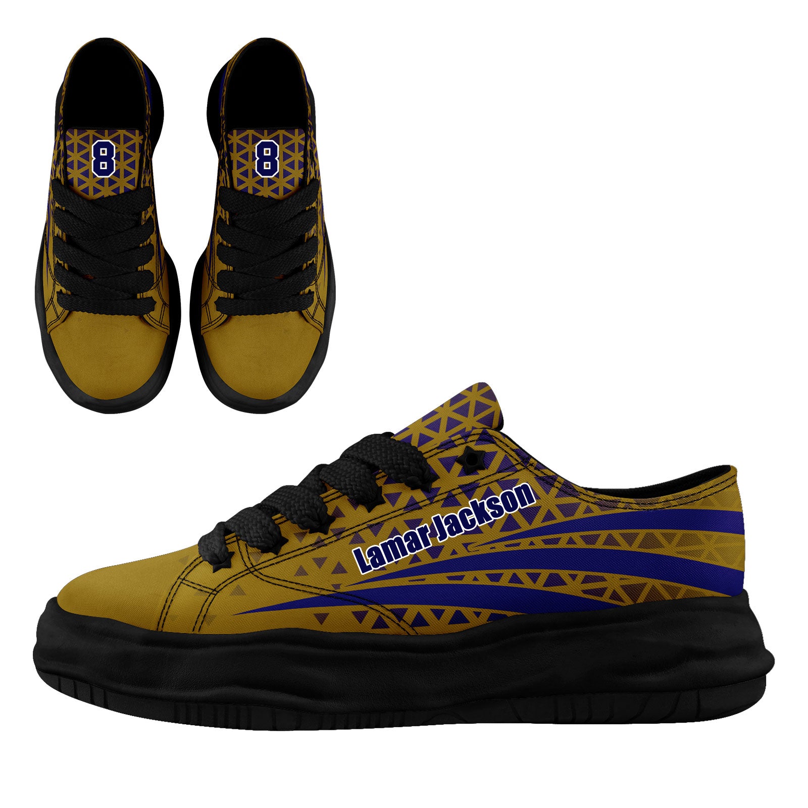 Custom Blue Yellow Maryland Football Jersey and Sports Shoes Combo Offer Personalized Combo ZH-D023031-2