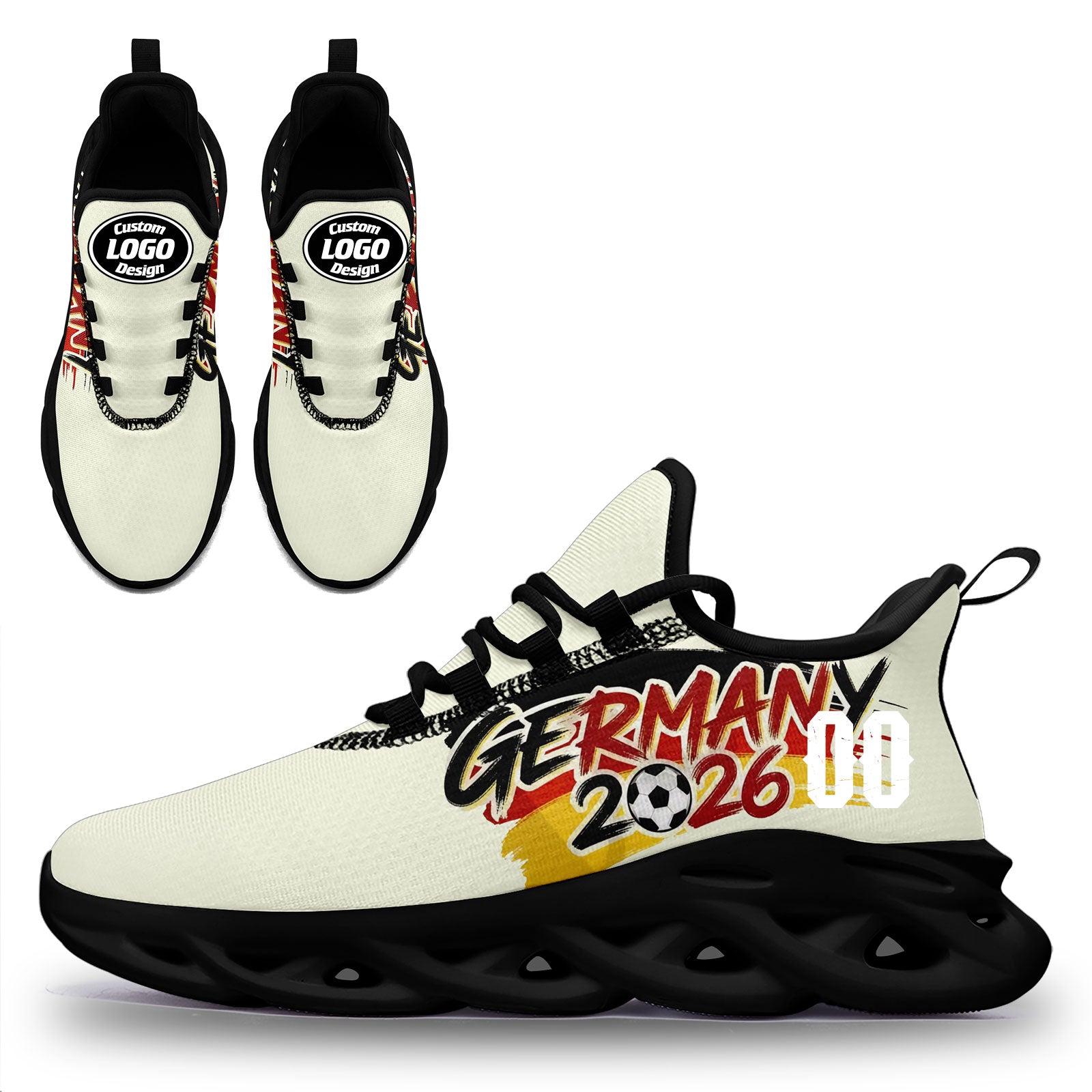 Custom Germany 2026 World Cup Sneakers DIY Country Flag Running Shoes Lightweight Sport Shoes Gift for Football Fans Personalized Team Name and Logo FN003-F025035-10