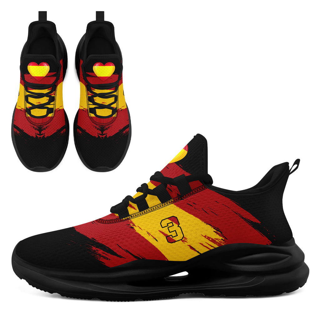 Custom 2026 World Cup Spain Sneakers DIY Country Flag Running Shoes Lightweight Sport Shoes Gift for Football Fans Personalized Team Name and Logo FN079-F023087-9
