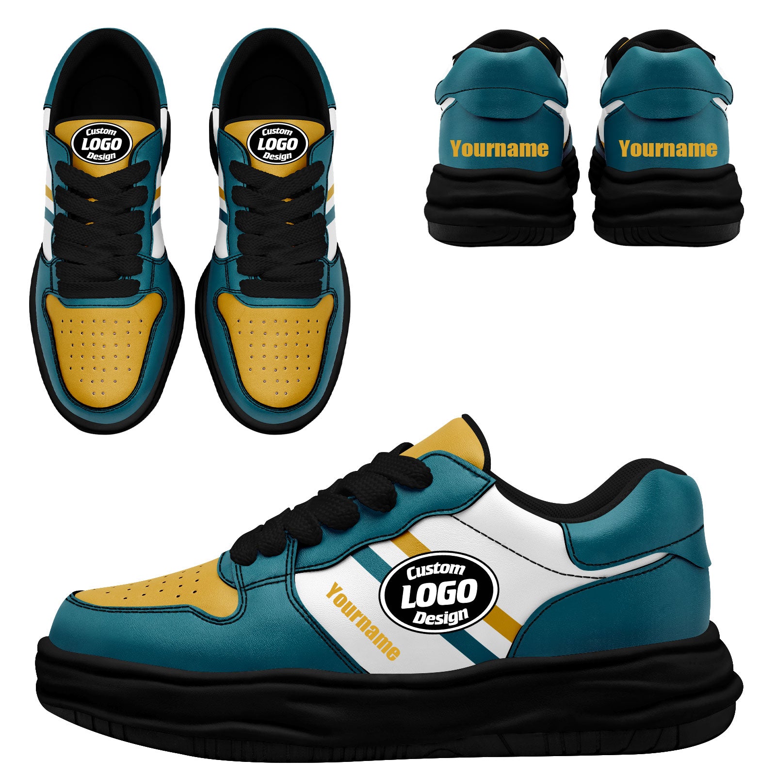 Custom Green Yellow Jacksonville Shoes Personalized Sneaker FN032-D020389-16