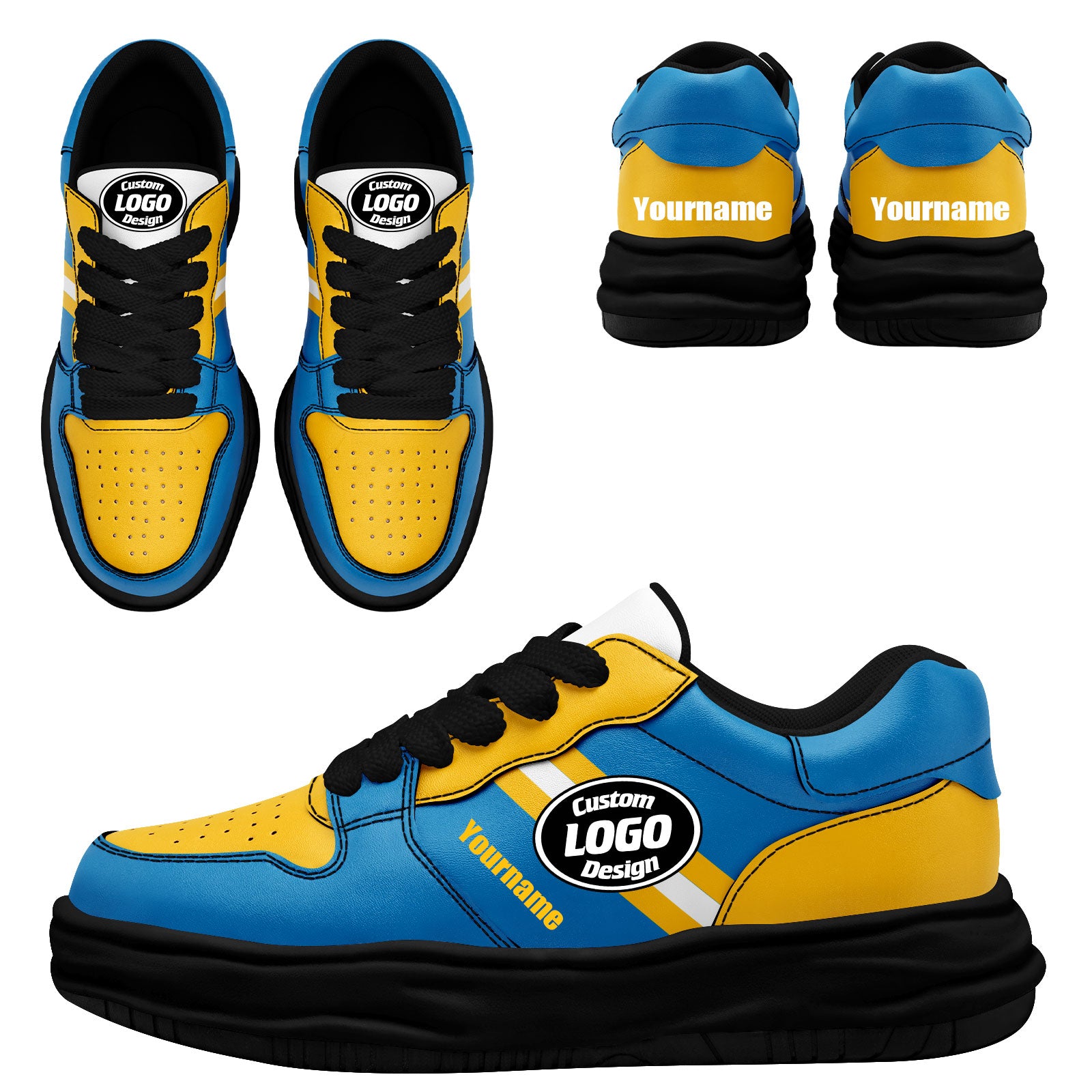 Custom Blue Yellow Los Angeles Shoes Personalized Sneaker FN032-D020389-22